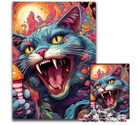 Puzzle impossibile da 1000 pezzi "Gatto psichedelico", ideale per adulti, ideale per adolescenti e collezionisti, regalo da viaggio, attività per famiglie, 26X38CM/10,23x14,96 pollici.