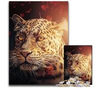 Puzzle impossibile da 1000 pezzi "Il leopardo con la rosa", ideale per adolescenti e collezionisti, regalo da viaggio, attività per famiglie, 26x38cm/10,23x14,96 pollici.