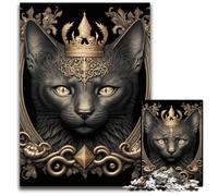 Puzzle impossibile da 1000 pezzi King Cat Golden Art Deco per adulti, ideale per adolescenti e collezionisti, regalo da viaggio, attività per famiglie, 50x75cm/19,68x29,52 pollici