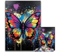 Puzzle impossibile da 1000 pezzi raffigurante un dipinto di graffiti a forma di farfalla,ideale per adulti,ideale per adolescenti e collezionisti,regalo da viaggio,attività per famiglie,26X38CM