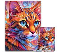 Puzzle impossibile da 1000 pezzi raffigurante un gatto del Bengala, perfetto per adolescenti e collezionisti, ideale come decorazione per la casa e regalo da viaggio, 26X38CM/10,23x14,96 pollici.