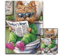 Puzzle impossibile da 1000 pezzi "Yorkshire Terrier Go Toilet" per adulti, ideale per adolescenti e collezionisti, regalo da viaggio, attività per famiglie, 26X38CM/10,23x14,96 pollici.