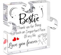 Puzzle in acrilico inciso con motivo a blocchi, ornamento da scrivania, unico, per festa della mamma, nonna, moglie, da figlia, figlio, mamma, regalo da figlia