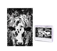 Puzzle in bianco e nero con schizzi di mucca, 1000 pezzi, puzzle personalizzato in legno per adulti, foto puzzle arte da appendere alla parete, decorazione per compleanno, matrimonio, San Valentino