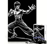 Puzzle in bianco e nero di Bruce Lee da 1000 pezzi per ragazzi, stimolante per il pensiero creativo, passatempo rilassante, bordi precisi, regalo di Natale ideale (50x75cm)