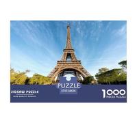Puzzle in carta riciclata della Torre Eiffel: Torre Eiffel con prato verde sotto un cielo azzurro e limpido per adulti dai 14 ai 99 anni, gioco educativo, sfida 38x26 cm/1000 pezzi