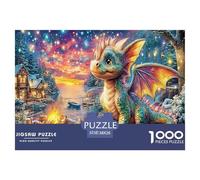 Puzzle in carta riciclata Dragon at Dawn 1000 pezzi - Drago su roccia Adatto per la decompressione a parete Gioco educativo 38x26 cm/1000 pezzi