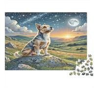 Puzzle in carta riciclata Scottish Terrier: Cane su roccia al tramonto per adulti 14-99 anni Gioco educativo sfida 38x26 cm/1000 pezzi