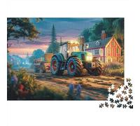 Puzzle in cartone 1000 pezzi Scena trattore rurale, paesaggio agricolo vintage, impegnativo ed educativo, apprendimento, allenamento cerebrale, sviluppo cognitivo, per bambini, 70x50cm