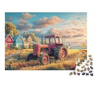Puzzle in cartone 1000 pezzi Scena trattore rustico, stile paesaggio agricolo vintage, sviluppo cognitivo, per principianti, bambini dai 12+, adolescenti e adulti, 70x50cm