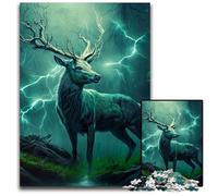 Puzzle in cartone "Cervo incantato nella tempesta" da 1000 pezzi, regalo perfetto per la festa della mamma, compleanni, Natale, 26X38CM/10,23x14,96 pollici