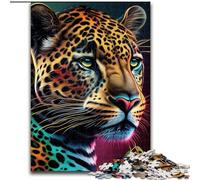 Puzzle in cartone da 1000 pezzi per adulti, raffigurante un volto di animale in stile pop art, raffigurante un giaguaro Regalo perfetto per compleanni, feste e Natale Dimensioni: 38x26cm