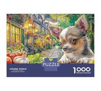 Puzzle in cartone liscio Chihuahua da 1000 pezzi, motivo: bancarella del mercato, per coppie, per appassionati di puzzle, hobby per il tempo libero al chiuso, 70x50 cm/1000 pezzi