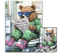 Puzzle in cartone "Orso bruno va in bagno" da 1000 pezzi per adulti, ideale come decorazione fai da te e come regalo rompicapo, 26X38CM/10,23x14,96 pollici.