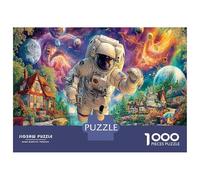 Puzzle in Cartone Spesso 1000 Pezzi Galactic Cozy Streets - Ultra Difficile Cosmic Astronaut Per Anziani Entusiasti Di Puzzle & Miglior Regalo Per Appassionati 70x50cm/1000pcs