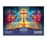 Puzzle in Cartone Spesso 1000 Pezzi Sacred Holy Book - Ultra Difficile Bible And Cross Per Anziani Entusiasti Di Puzzle & Miglior Regalo Per Appassionati 52x38cm/1000pcs