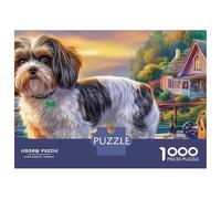 Puzzle in cartone spesso da 1000 pezzi con supporto per lingua giocoso Shih Tzu per adulti e principianti, regalo di festa, attività al chiuso per giornate piovose, 52x38 cm/1000 pezzi