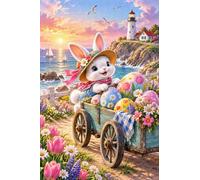 Puzzle in legno 1000 pezzi Coniglio di Pasqua al faro