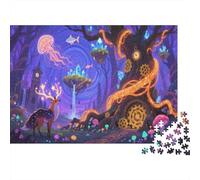Puzzle in legno 1000 pezzi per adulti e bambini oltre i 14 anni tema foresta magica e volpe dimensioni 75x50 cm adatto per decorazione interni gioco di abilità per momenti di relax e divertimento