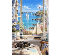 Puzzle in legno 1000 pezzi per adulti Finestra con vista sul mare