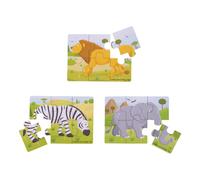 Puzzle in legno 3 in 1 Safari animali BIGJIGS TOYS
