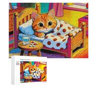 puzzle in legno 300 pezzi pillole e acqua puzzle adulte gattino malato puzzle in legno, premium gioco educativo per partire da 14 anni ragazzi o ragazze