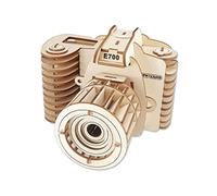 Puzzle in legno 3D modello di macchina fotografica fai da te Kit artigianato in legno Kit taglio laser Set ingranaggi ingegneristici Set di montaggio ideale regalo