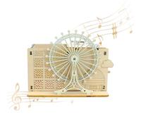 Puzzle in legno 3D per adulti, carillon in legno con portapenne, ruota panoramica autobiografica, modello di taglio laser per adulti, set da costruzione, legno magico, Natale e regalo di compleanno