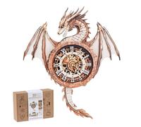 Puzzle in legno 3D per adulti, orologio da parete a forma di drago, kit fai da te con pendolo, regalo di compleanno unico per donne e uomini, decorazione per la casa per Natale o vacanze