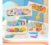 Puzzle in legno 3D per bambini, gioco educativo interattivo genitore-figlio, regalo di consapevolezza cognitiva di animali a tema multiplo oceano,frutta,Dinosauro,Animali della foresta,animali delle p