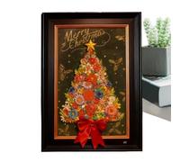Puzzle in legno a forma di albero natalizio Addobbo Natalizio Interattivo | puzzle sagomato a forma di albero fiorito per famiglie bambini studenti feste ritrovi aula dormitorio