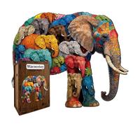 Puzzle in legno - a forma di animale, design elefante da 218 pezzi con precisione di adattamento, costruzione in legno naturale, gioco rompicapo, per adulti bambini eventi familiari