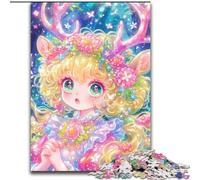 Puzzle in legno a forma di bambina con cervo, 26x38cm, stimolante gioco di logica, attività per la famiglia, decorazione per la casa, regalo di Natale