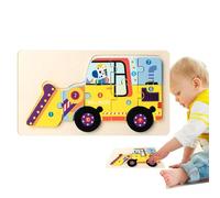 Puzzle in legno a Forma di camion, Puzzle in legno per bambini piccoli,Puzzle in legno per bambini piccoli con design di veicoli colorati - Attività di apprendimento