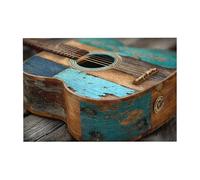 Puzzle in legno a forma di chitarra blu, orizzontale, 300 pezzi, per il tempo libero e la creatività in famiglia