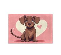 Puzzle in legno a forma di cuore con cane marrone, gioco del cervello, 1000 pezzi, per la famiglia, 75 x 40 cm