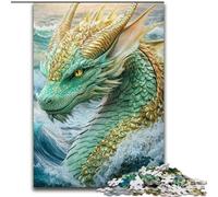 Puzzle in legno a forma di drago volante verde, 26x38cm Un rompicapo stimolante, un'attività per la famiglia, un'idea regalo per la casa