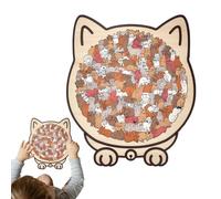 Puzzle in legno a forma di gatto, 135 pezzi, decorazione puzzle a forma di gatto, giocattolo per combattere la noia, per donne, famiglia, amanti dei gattini, Halloween, Natale, festa casa