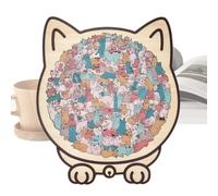 Puzzle In Legno A Forma Di Gatto 135 Pezzi Puzzle A Forma Di Scultura | Giocattolo Per Alleviare La Noia Per Adulti Donne Famiglia Bambini Amanti Dei Halloween E Per La Colore macaron