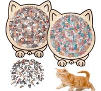 Puzzle in legno a forma di gatto, 135 pezzi, puzzle in legno a forma di animale unico per amanti dei gatti e appassionati di puzzle