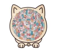 Puzzle In Legno A Forma Di Gatto 135 Pezzi Puzzle Per Decorazione Con Tema | Giocattolo Per Alleviare La Noia Per Adulti Donne Famiglia Bambini Amanti Dei Halloween E Per La Colore macaron