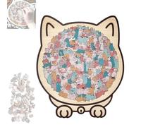 Puzzle in legno a forma di gatto color Morandi da 135 pezzi, con pezzi di animali unici, puzzle irregolare impegnativo con cornice, for la casa e il relax(Green)