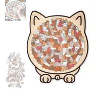 Puzzle in legno a forma di gatto color Morandi da 135 pezzi, con pezzi di animali unici, puzzle irregolare impegnativo con cornice, for la casa e il relax(Yellow)