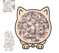 Puzzle in legno a forma di gatto color Morandi da 135 pezzi, con pezzi di animali unici, puzzle irregolare impegnativo con cornice, for la casa e il relax(Gray)