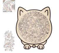 Puzzle in legno a forma di gatto color Morandi da 135 pezzi, con pezzi di animali unici, puzzle irregolare impegnativo con cornice, for la casa e il relax(Colourless)