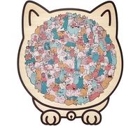 Puzzle in Legno a Forma Di Gatto Color Morandi Da 135 Pezzi, Incorniciato Da Adorabili Sagome Di Gatti, Giocattoli in Legno Antistress E Stimolanti for La Riflessione