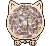 Puzzle in Legno a Forma Di Gatto Color Morandi Da 135 Pezzi, Incorniciato Da Adorabili Sagome Di Gatti, Giocattoli in Legno Antistress E Stimolanti for La Riflessione