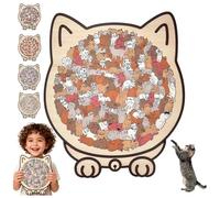Puzzle in legno a forma di gatto color Morandi da 135 pezzi, puzzle in legno a forma di gatto con cornice sagoma di gatto, per gli amanti dei puzzle e dei gatti, decorazioni per la casa (02#)