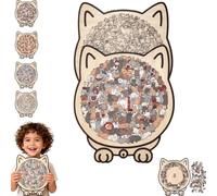 Puzzle in legno a forma di gatto da 135 pezzi, puzzle in legno a forma di gatto colorato 2026, puzzle in legno a forma di animale unico per amanti e amanti dei gatti