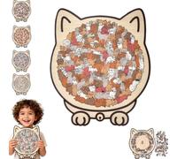 Puzzle in legno a forma di gatto da 135 pezzi, puzzle in legno a forma di gatto colorato 2026, puzzle in legno a forma di animale unico per amanti e amanti dei gatti